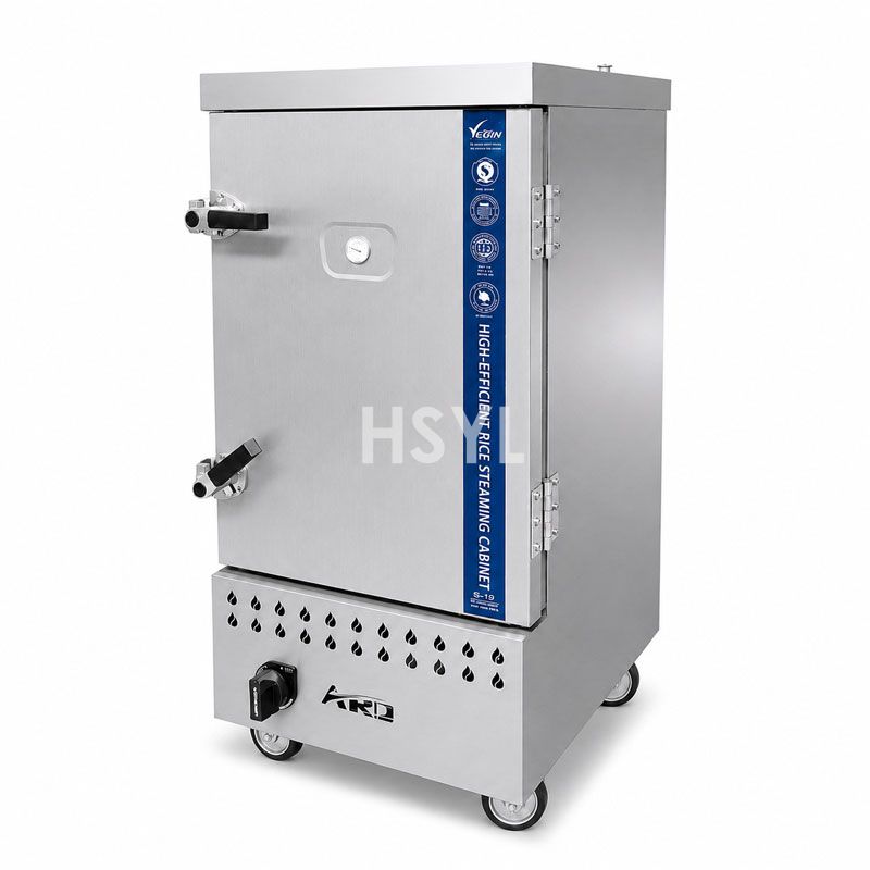 Fingerprint Resistant Gas Steamer Cabinet | EFP-CNGS 6-36 Tray CNG/LPG Steamer