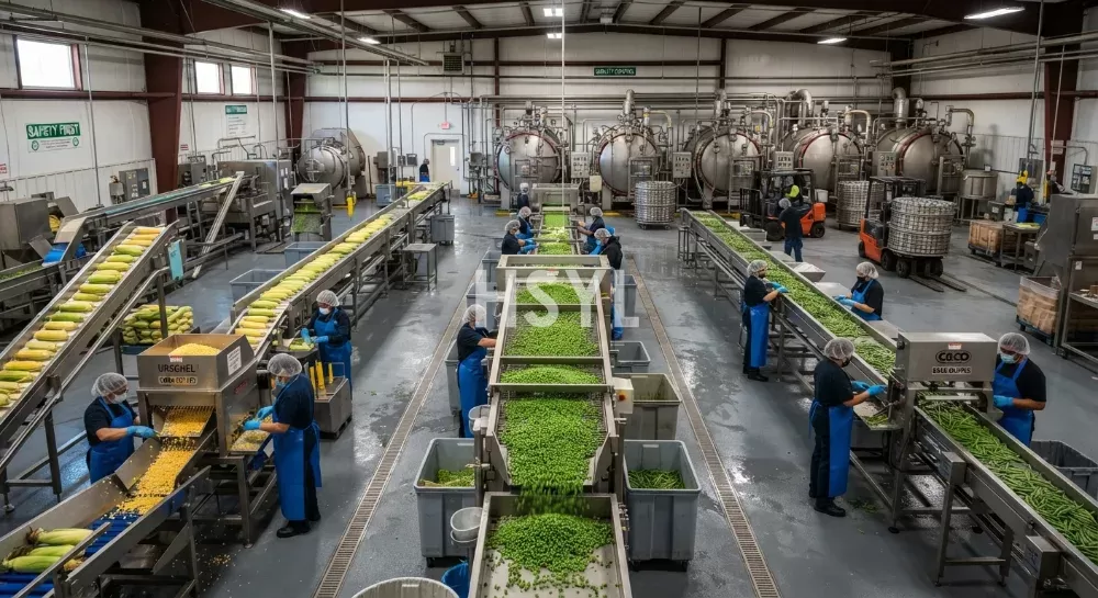 Low-Acid Canned Vegetables: Corn, Peas and Green Beans Processing Line